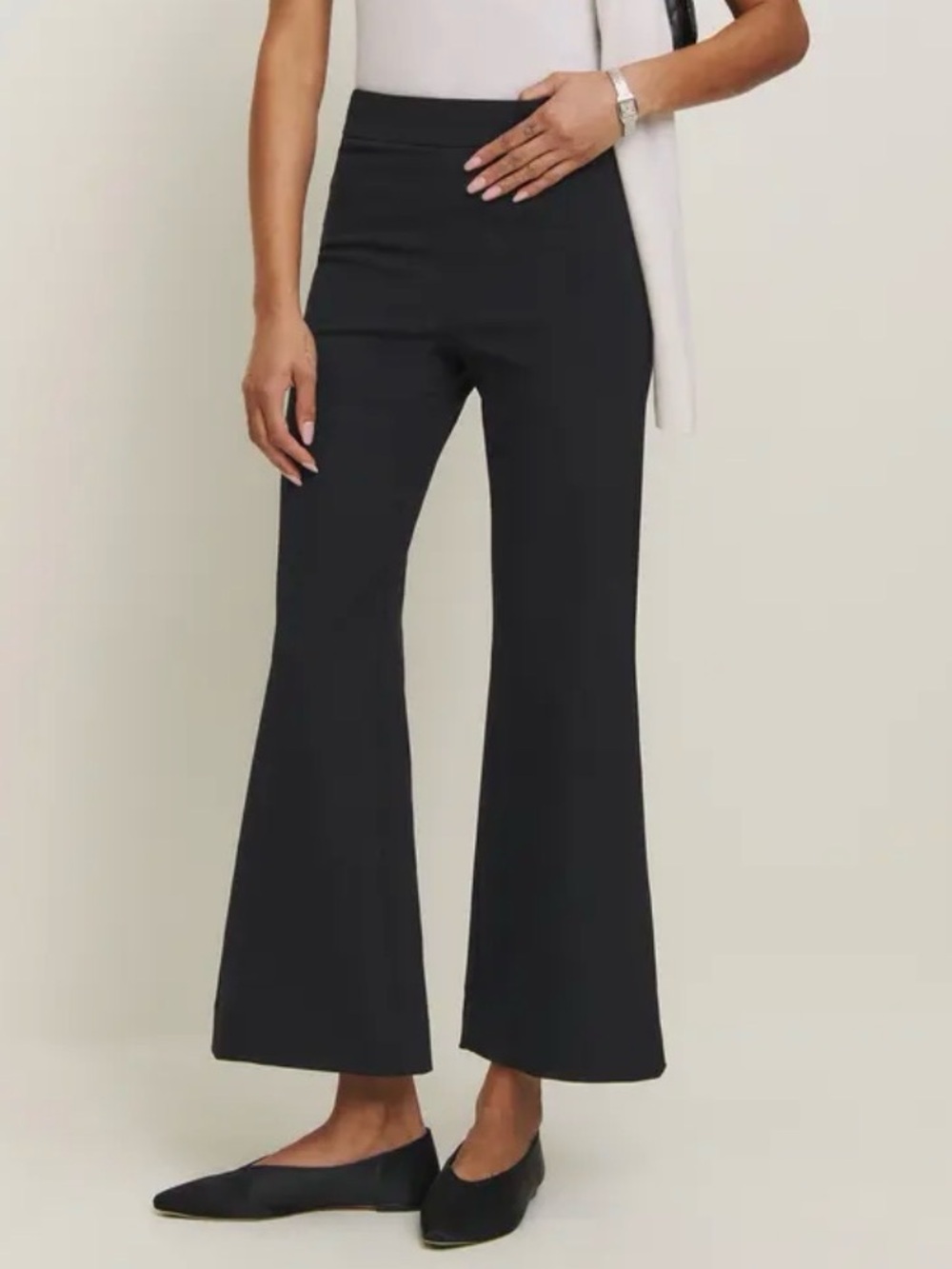 Reformation NWT Tanya Flared Knit Pants Black Size S High Rise Ankle Side Zip